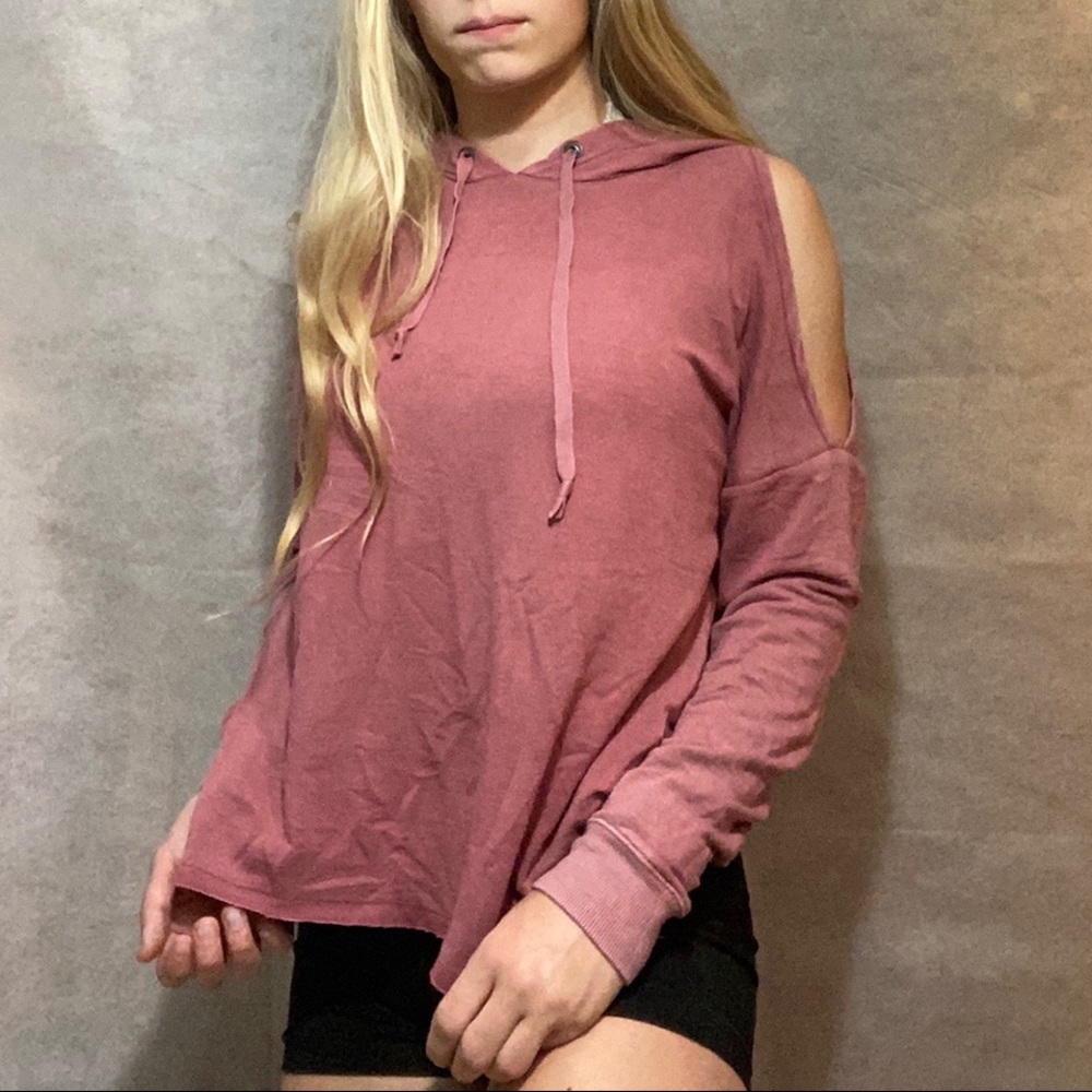 Cold Shoulder Hooded Top